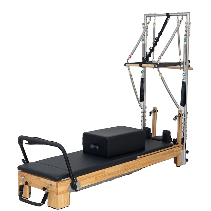 Factory Direct Sale Oak Wood Pilates Reformer Training Bed With Tower07
