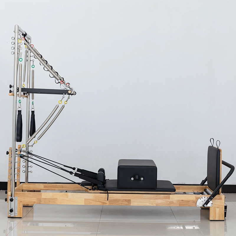 Factory-Direct-Sale-Oak-Wood-Pilates-Reformer-Training-Bed-With-Tower09 Factory Direct Sale Oak Wood Pilates Reformer Training Bed With Tower09